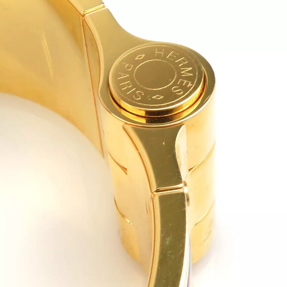 Auth HERMES Charniere Bangle Bracelet Gold/Blue/Pink Metal/Enamel - e59946g - Picture 10 of 12